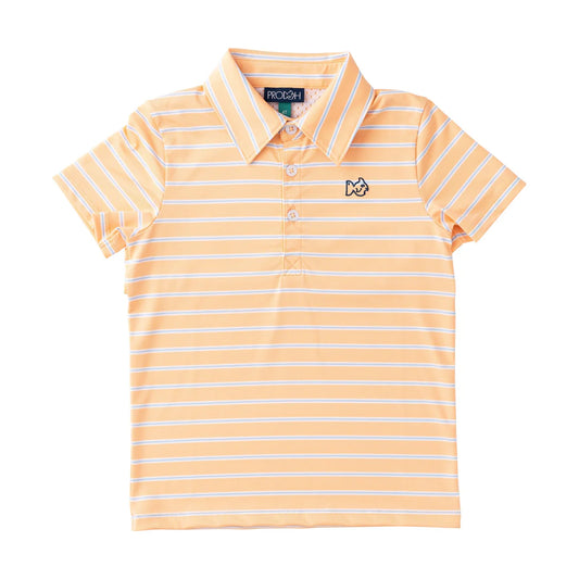 Short Sleeve Pro Performance Polo Orange Chiffon Stripe
