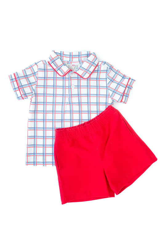 Patriotic Plaid Shep Polo Set