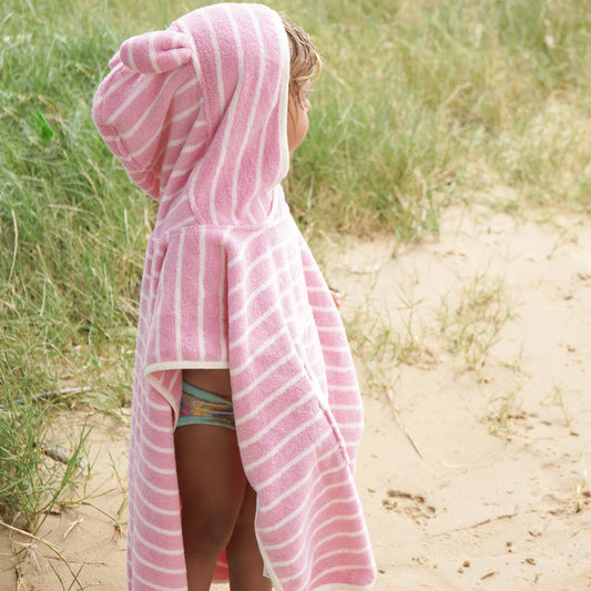 Kids Character Hooded Towel Cotton Candy Pink Stripe