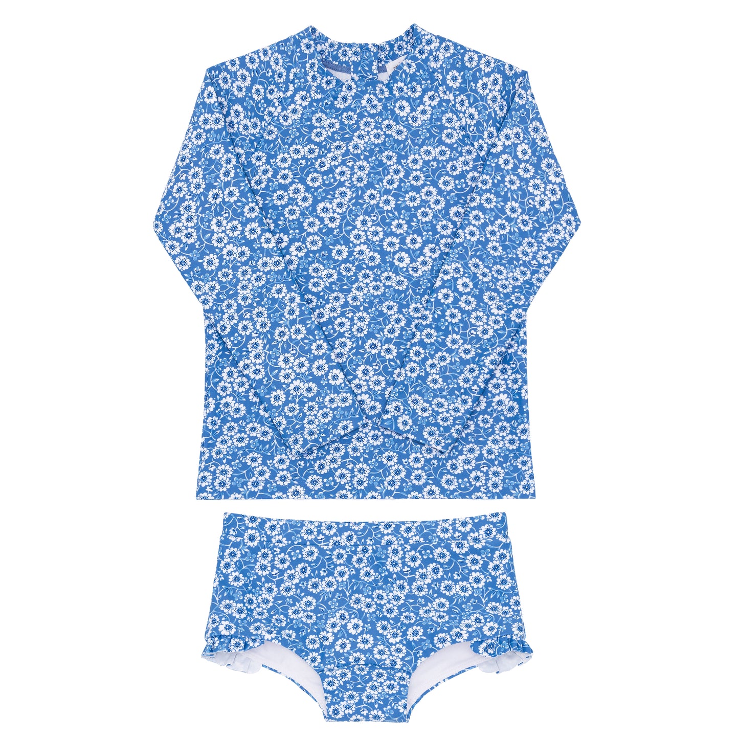 Blue Floral Rashguard Set