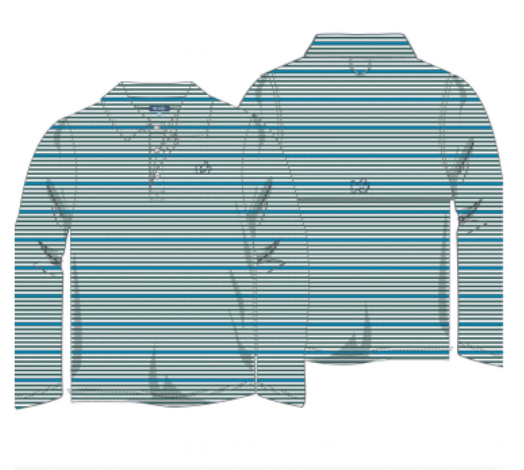 LS Pro- Performance Polo Blue/Grey Stripe