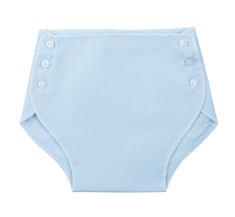 Blue/White Button Diaper Cover