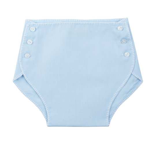 Blue/White Button Diaper Cover