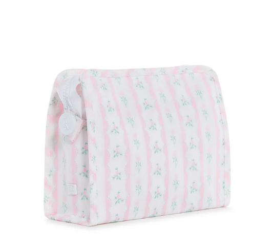 Roadie Medium Zip Pouch Ribbon Floral Pink