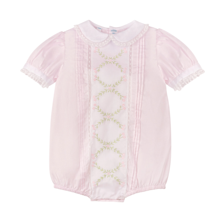 Girls Vintage Bloom Romper Pink/White