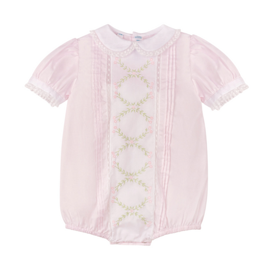 Girls Vintage Bloom Romper Pink/White