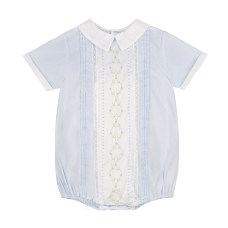 Boys Vintage Bloom Romper Blue/White