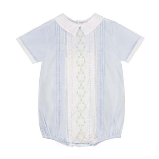 Boys Vintage Bloom Romper Blue/White