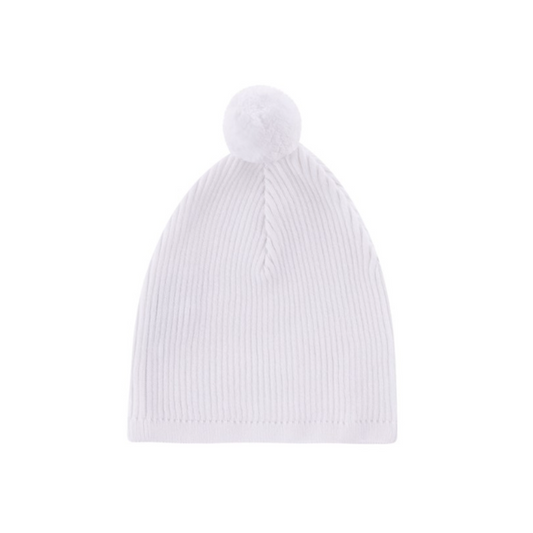 Rib Knit Pom Pom Beanie