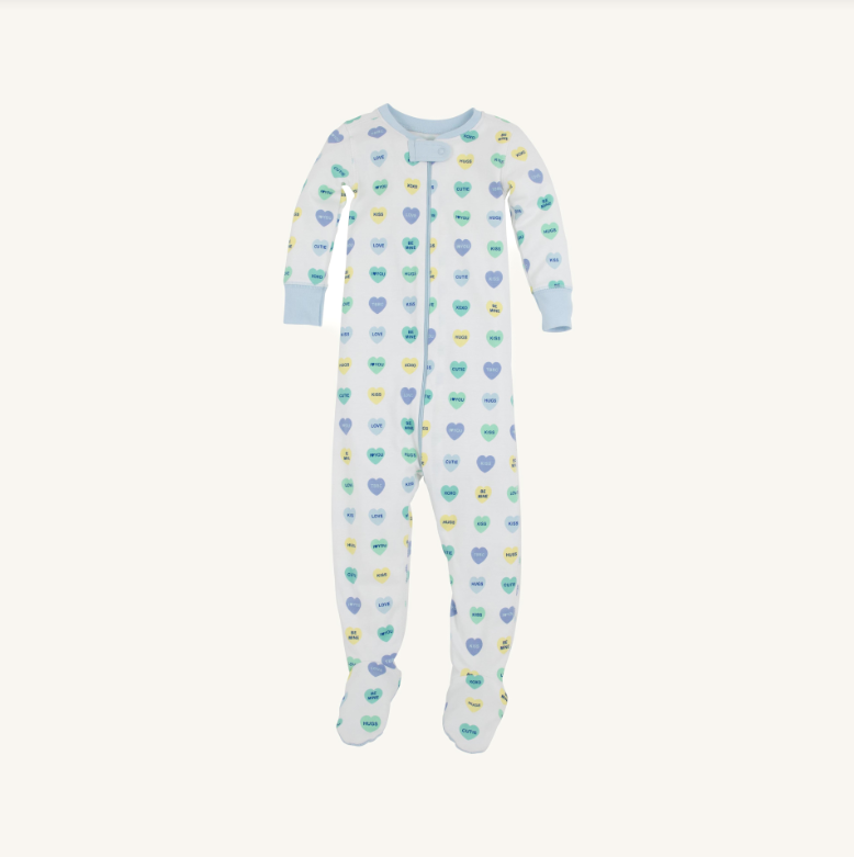 Knox's Night Night Footed We Heart You Buckhead Blue