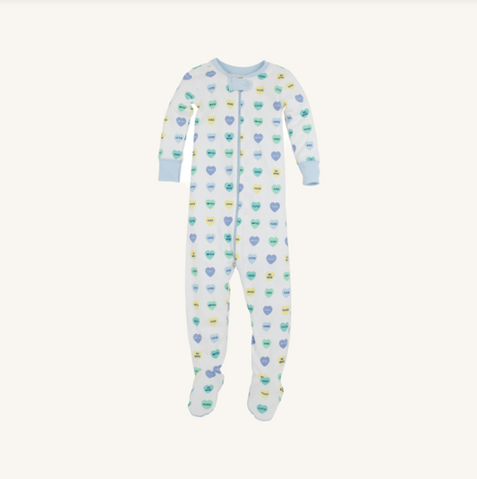 Knox's Night Night Footed We Heart You Buckhead Blue