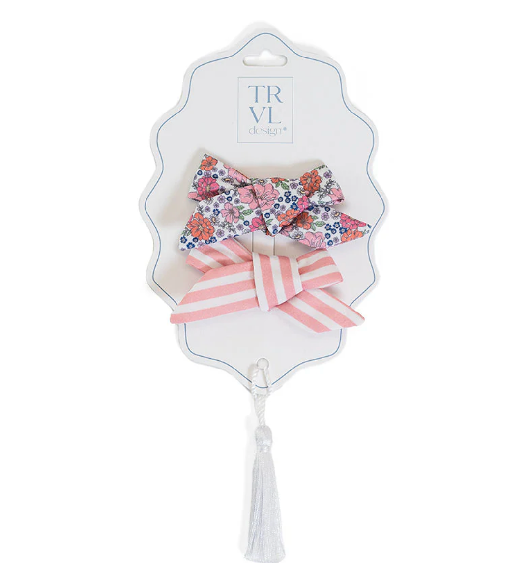 Signature Hair Accessories Bow Clip, Set 2 Garden Floral