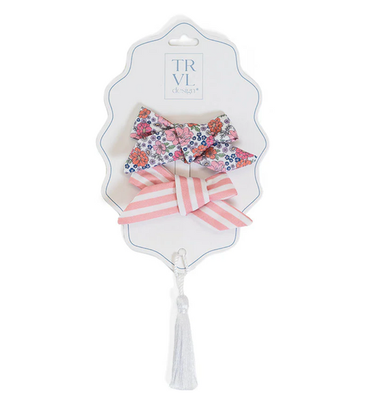 Signature Hair Accessories Bow Clip, Set 2 Garden Floral
