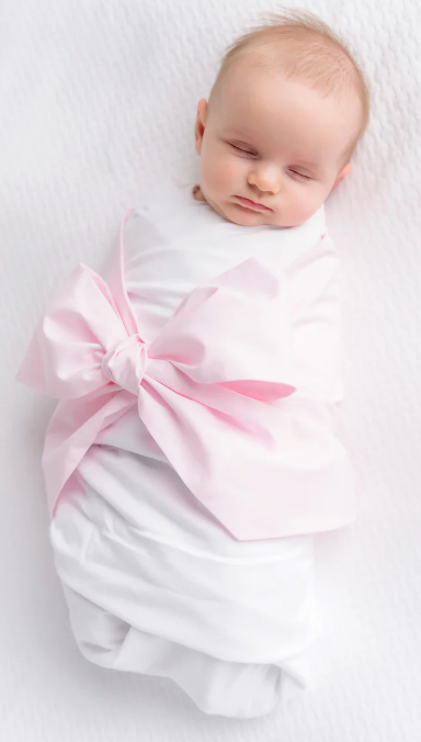 Bow Swaddle Broadcloth Palm Beach Pink