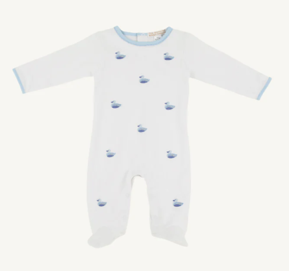 Rock Me Romper Embroidery Worth Ave White and Ducks
