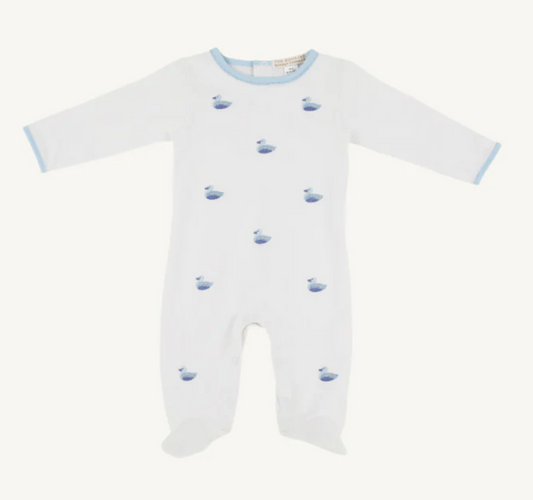 Rock Me Romper Embroidery Worth Ave White and Ducks