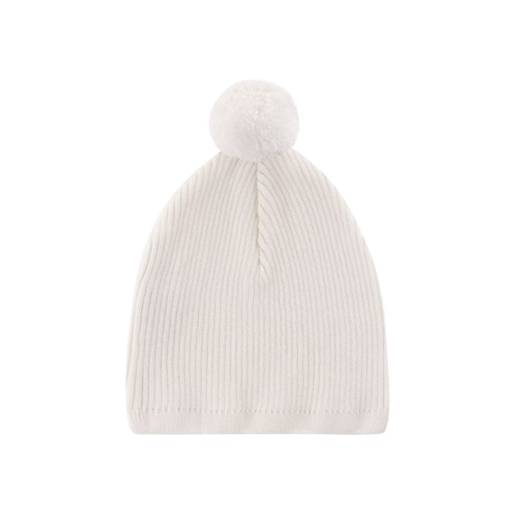 Rib Knit Pom Pom Beanie