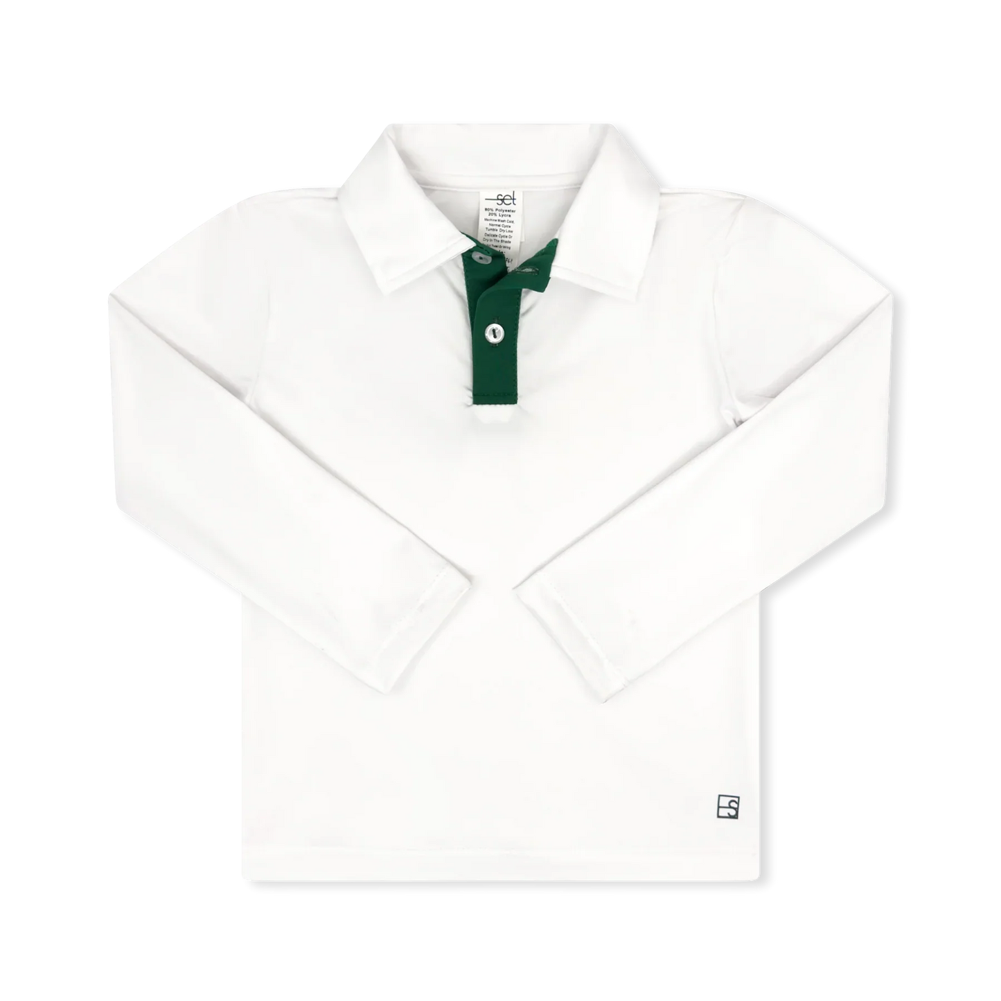 Parker Polo Long Sleeve Pure Coconut Augusta Green