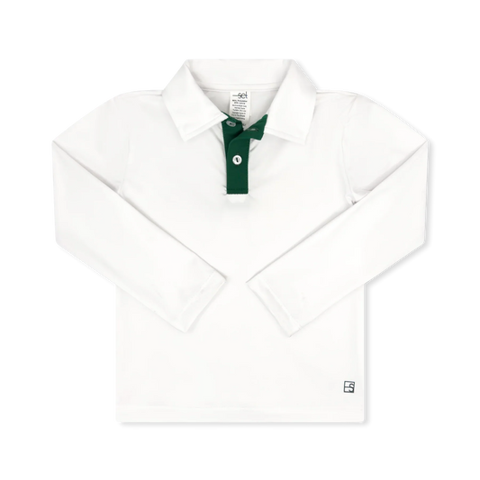 Parker Polo Long Sleeve Pure Coconut Augusta Green