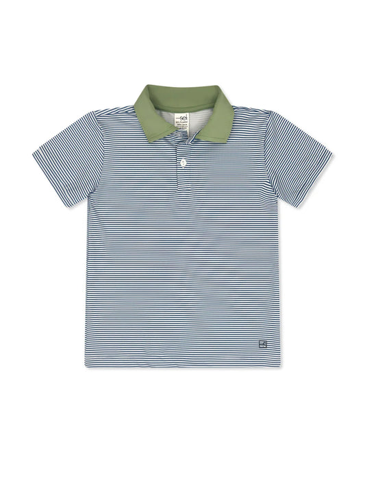 Parker Polo Baton Rouge Blue Ministripe/Pistachio Green