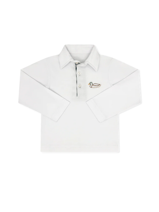 Parker Polo LS  Willoughby White Knit/ Mallard