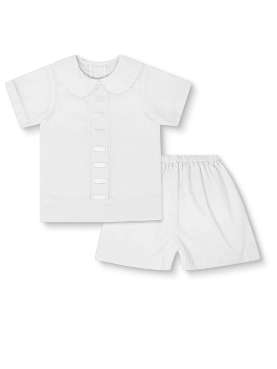 Nate Short Set Blessings White Batiste with Ecru Ribbon