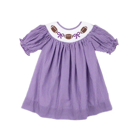 Kate Dress Purple Gingham Football
