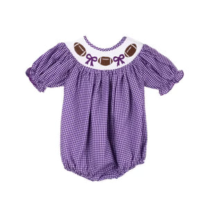 Hallie Bubble Purple Gingham Football