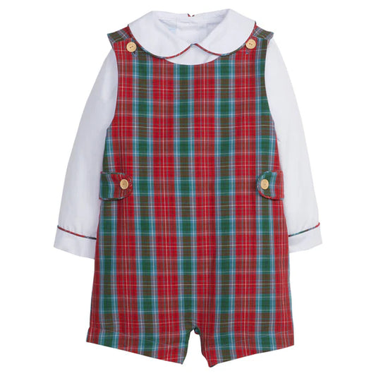 Vintage Button Tab John John Set Highlands Tartan