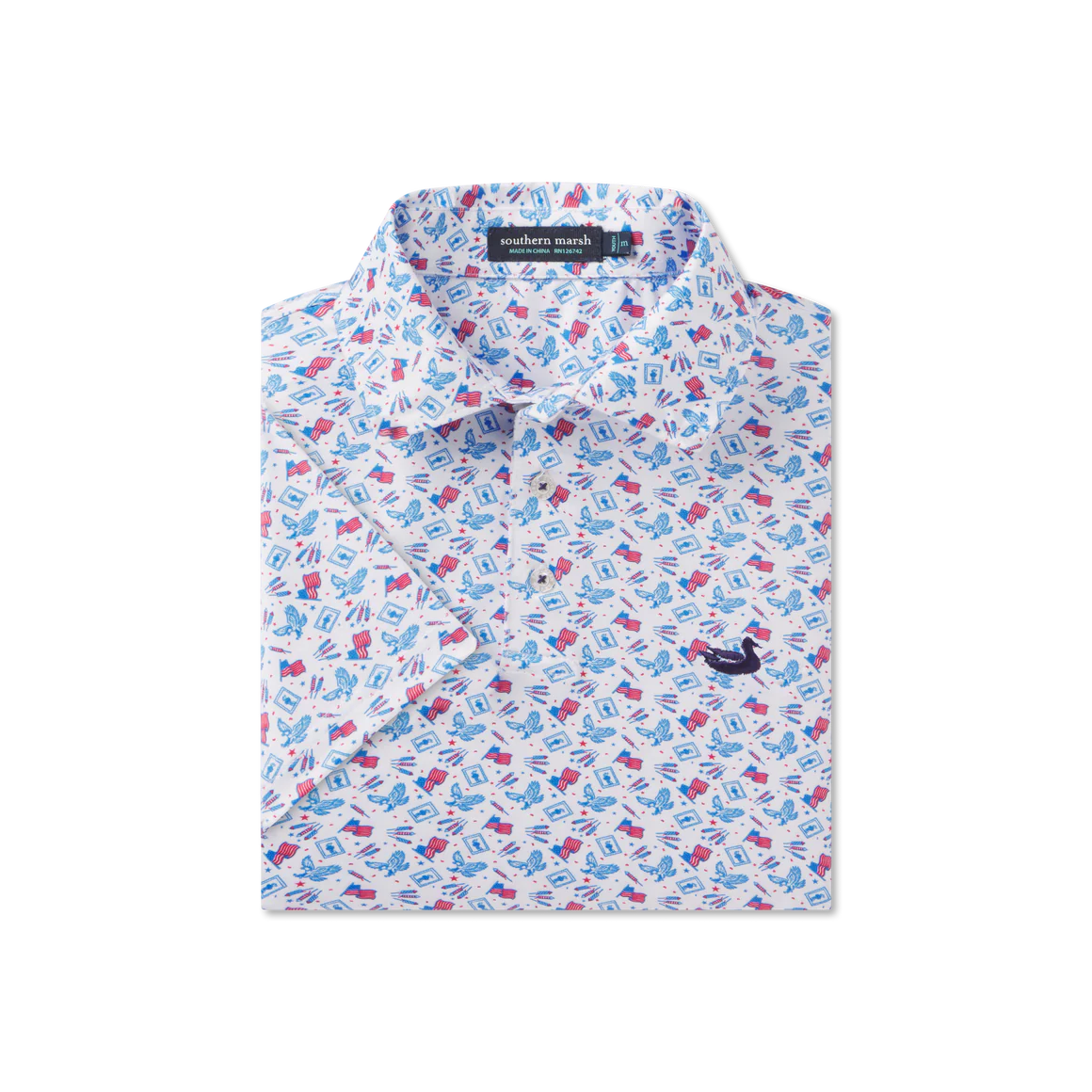 Youth Flyline Performance Polo Liberty White Flags