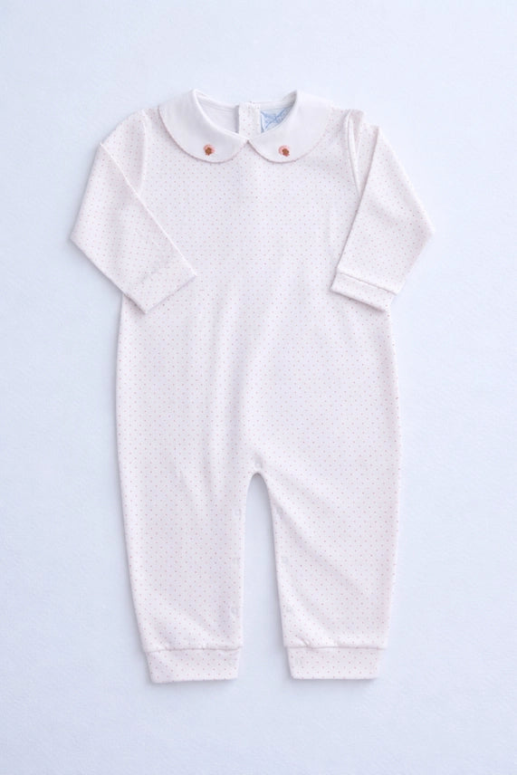 Turkey Time Sleeper & Playsuit White with Pink Picot