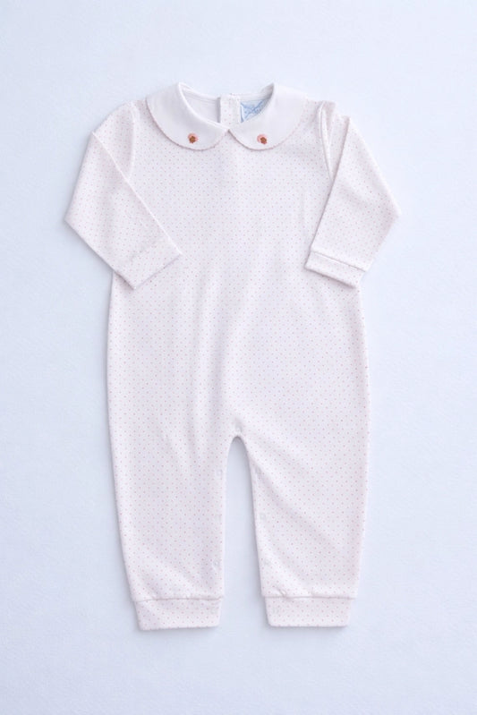 Turkey Time Sleeper & Playsuit White with Pink Picot