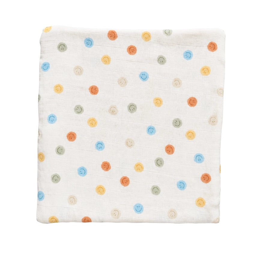 Smiley Days Bamboo Muslin Swaddle Blanket
