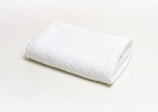 White Stonewashed Basket Weave Blanket with Binding 46"x36"