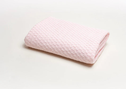 Pink Stonewashed Basket Weave Blanket with Binding 46"x36"