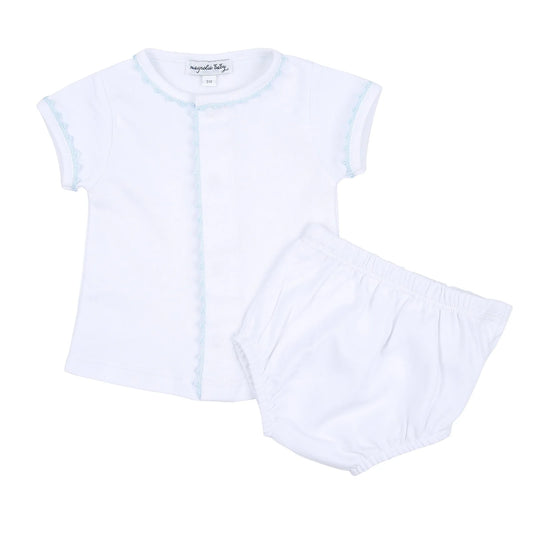 Baby Joy Crochet Trim Diaper Cover Set Blue
