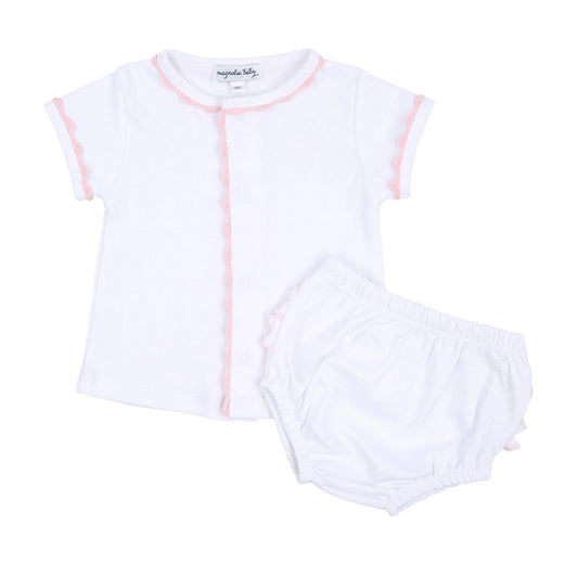 Baby Joy Pink Crochet Trim Ruffle Diaper Cover Set