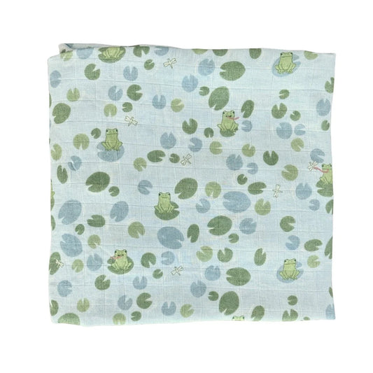 Bamboo Muslin Swaddle Blanket Bloom By The Pond | Ribbits By The Pond