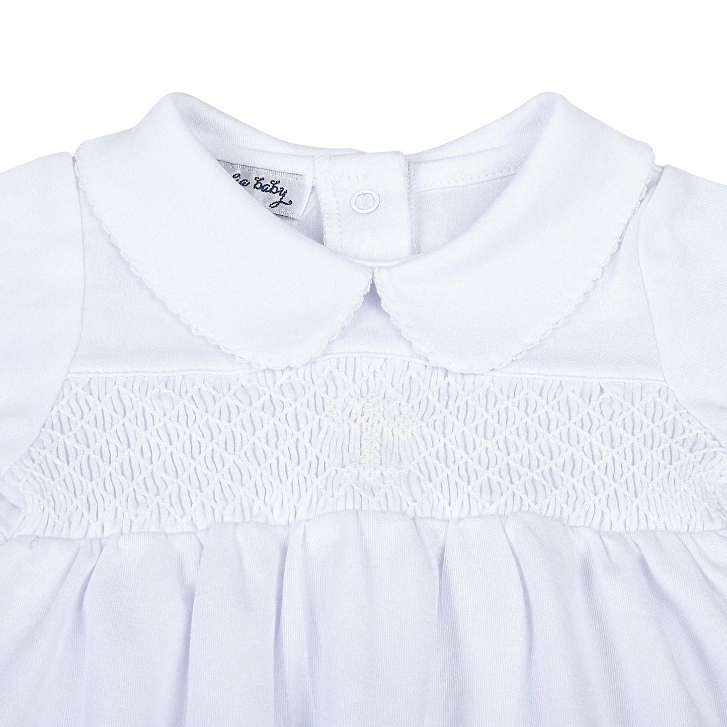 Blessed White Smocked Collared L/S Boy Gathered Gown