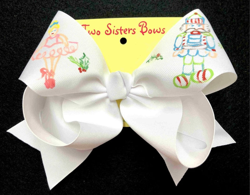 Dainty Nutcracker Hand Painted Bow