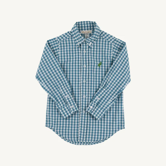 Dean's List Dress Shirt Barnsley Blue Gingham/Gallatin Green