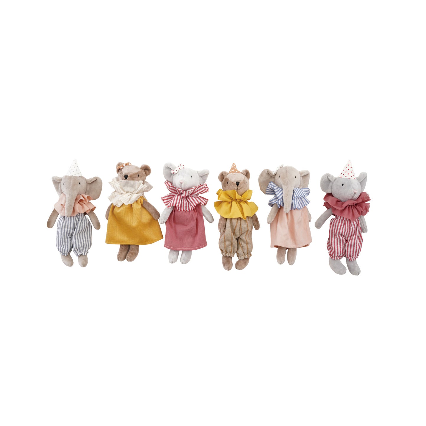 Plush Animal in Ruff Collar, Clothes & Hat