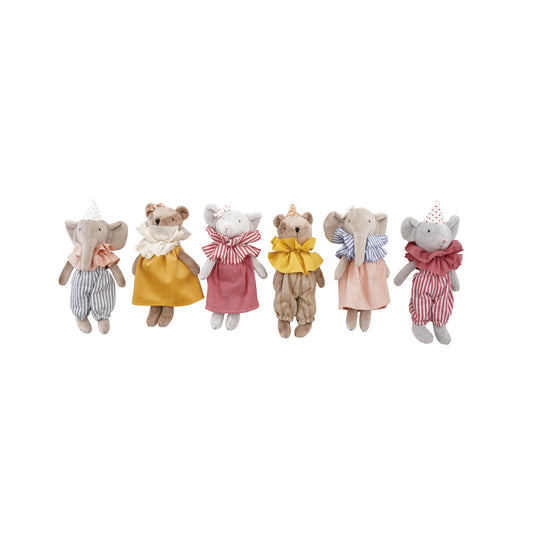 Plush Animal in Ruff Collar, Clothes & Hat
