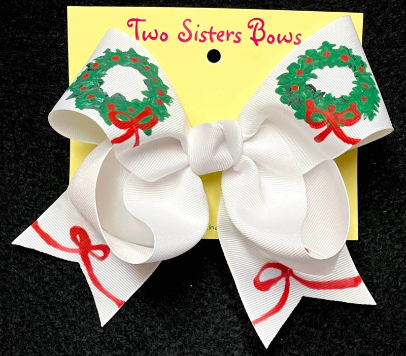 Double Wreaths Hand Painted Bow