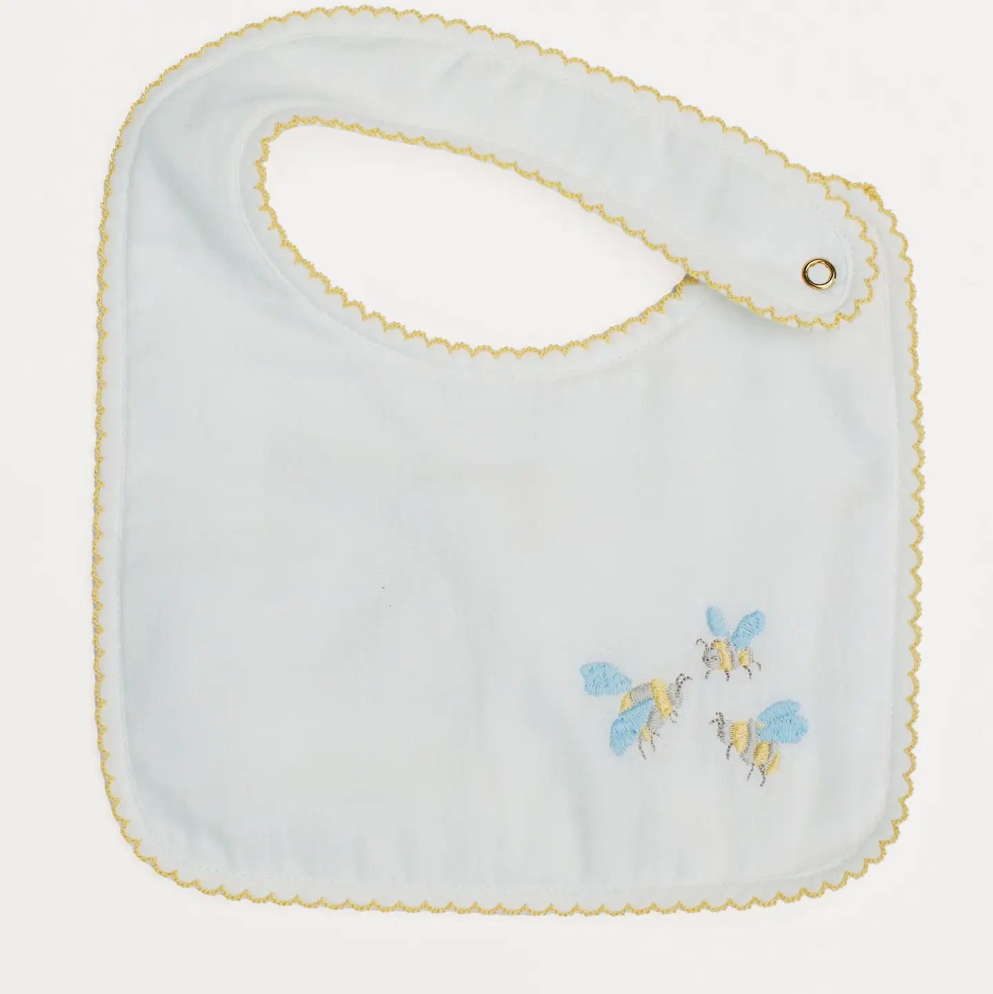 Embroidered Bee Bib | White