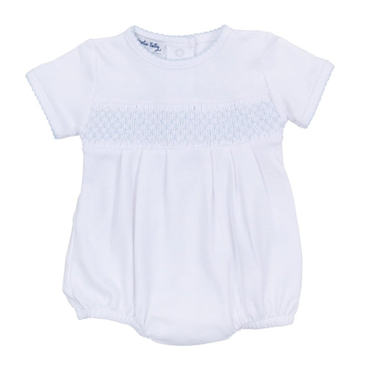 Essentials Solid Smocked Bubble White/Blue