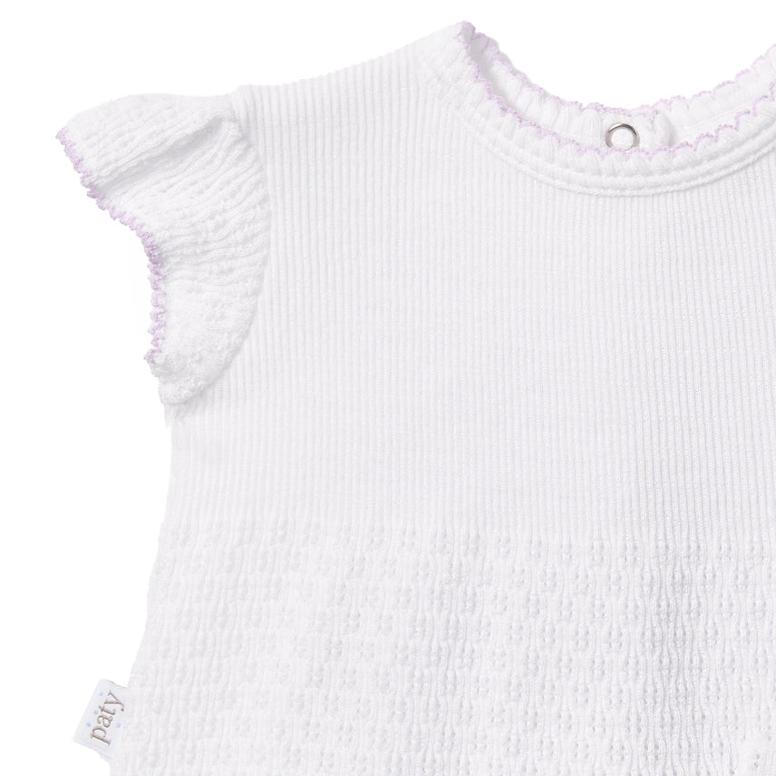Paty Knit Flutter Sleeve Diaper Set with Bows Lavender