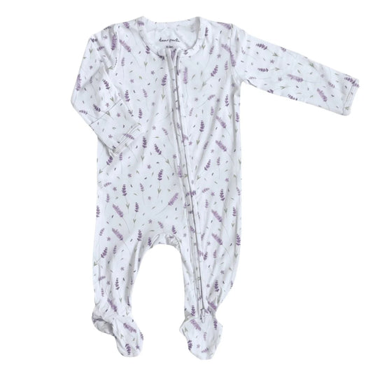 French Lavender Zippered Footie Onesie