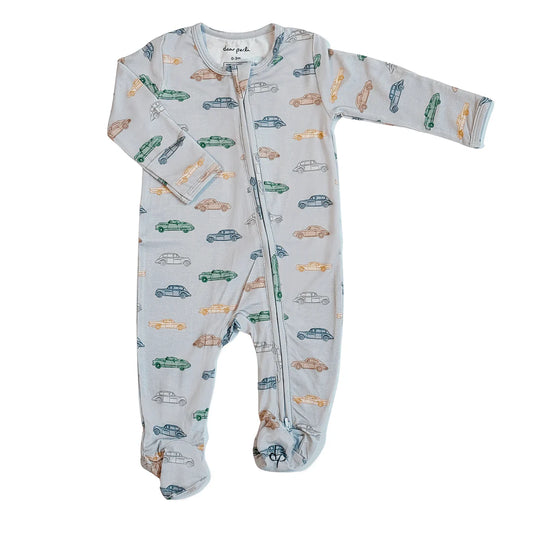 Vintage Vroom Zippered Footie