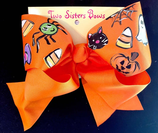 Halloween Collage Hand Painted Bow